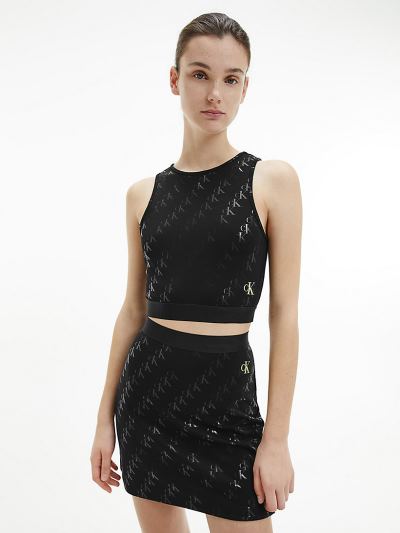 Calvin Klein Ruhák HU622441 | Calvin Klein Milano Jersey Cropped Női Trikó Fekete